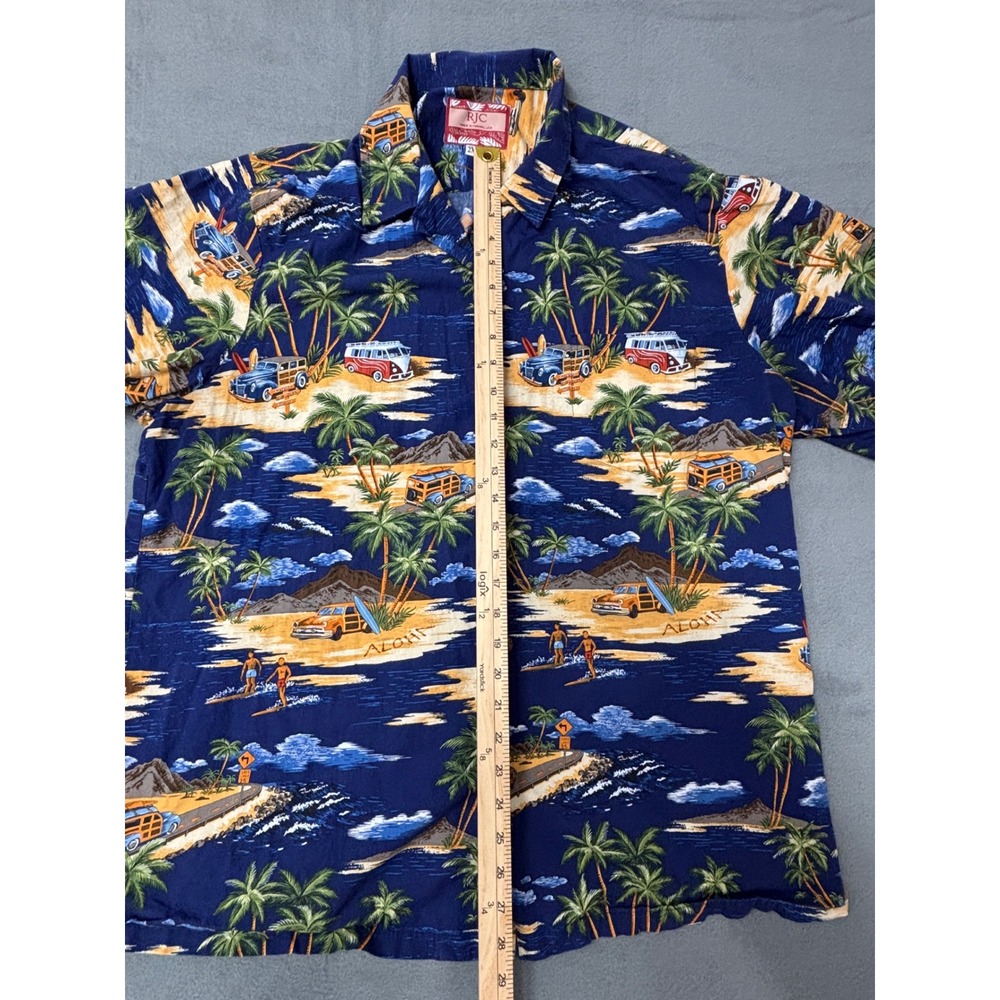 RJC Hawaiian Aloha Shirt Men's 2XL Made in Hawaii Surf Woody VW Bus Beach Camp - Picture 8 of 11